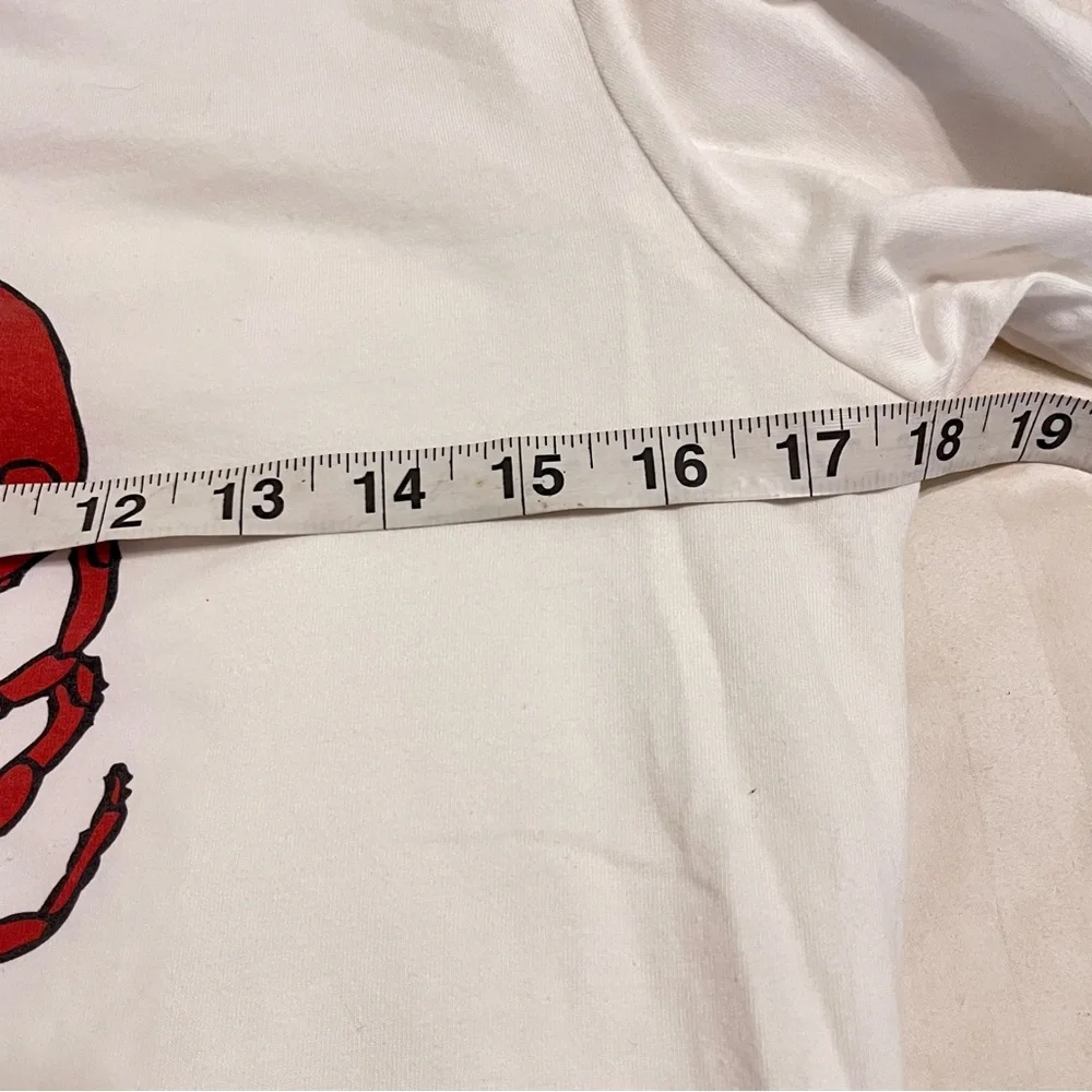 Long sleeve cotton tee Beach vacation Lobster with scoop neck oversized Small - Picture 5 of 6